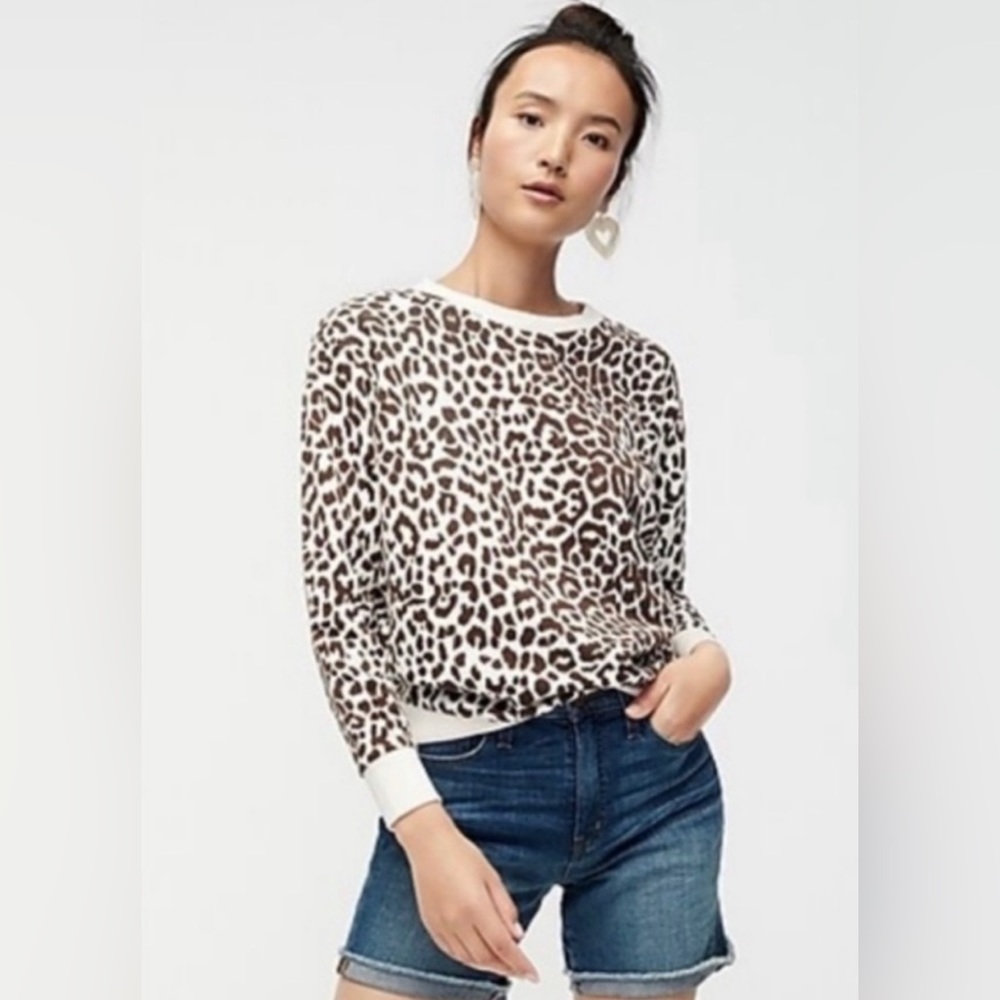 NWT *J. CREW* Vintage Fleece 🐆LEOPARD🐆 Sweatshirt … 100% Cotton … Size: S